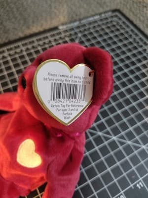 Ty Valentina the Red Bear Beanie Baby - Thumbnail 5