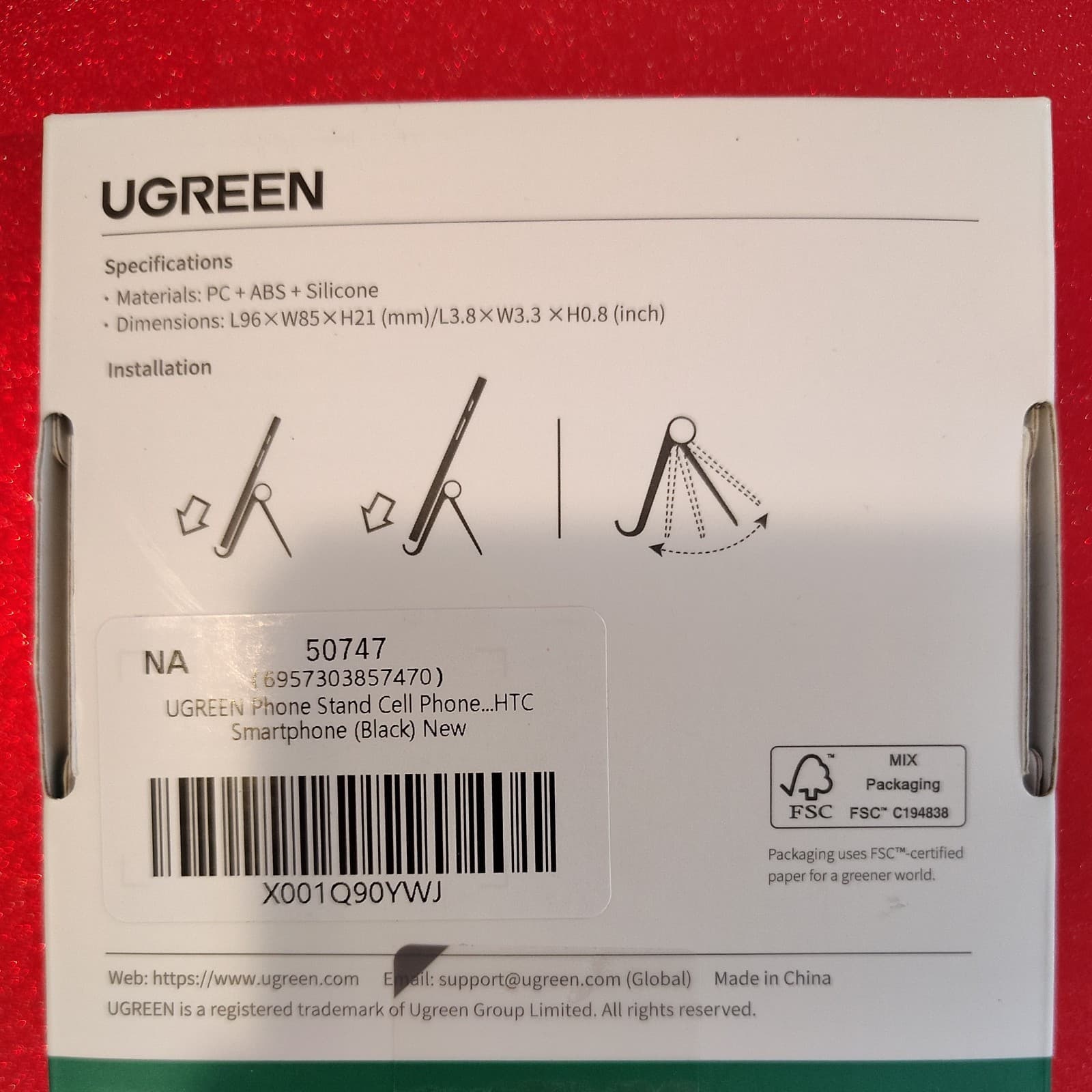 UGREEN Cell Phone Stand for Desk Holder Foldable Portable Black - FREE SHIPPING - Thumbnail 2