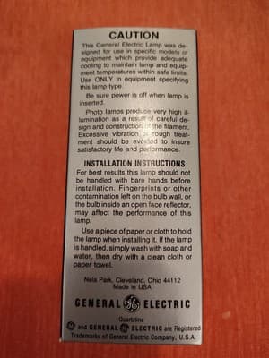 PROJECTOR LAMP -EHA -500W 120V -GE - Thumbnail 2
