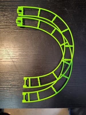 2 Micro Knex Track Fluorescent Green 180 Degree Curved Pieces - K'nex Parts - Thumbnail 2