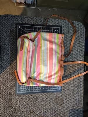 Coach Hampton Watercolor Stripe Canvas Back Pack - Thumbnail 3