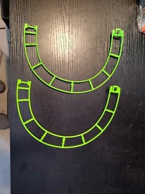 2 Micro Knex Track Fluorescent Green 180 Degree Curved Pieces - K'nex Parts - Thumbnail 3