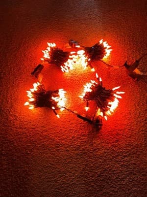 Halloween Lights, Set Of 4, Black Wire, Orange Bulbs, 15ft, Incandescent - Thumbnail 3