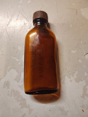 Amber small Capudine medicine Antique Amber Glass, With Lid Excellent Condition - Thumbnail 3