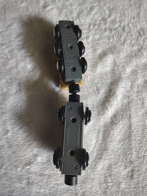 Vintage Geoffrey inc Wooden Train Cars 2003 Yellow Engine, White Box Car - Thumbnail 3