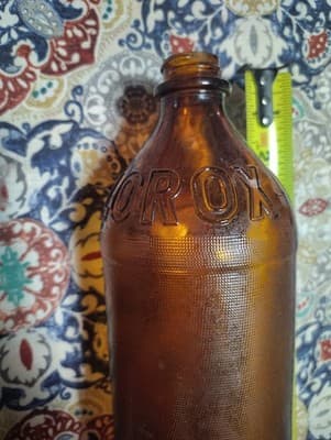 1930's Amber Brown Clorox Glass Bottle 32 oz Embossed Vintage No Lid - Thumbnail 2