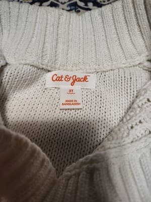 Cat & Jack | Toddler 3T Cable Knit Cream Sweater - Thumbnail 3