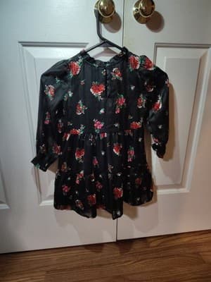 Cat & Jack Floral Dress Girls’ 4T Fall Autumn Long Sleeve 4 Tiered Woven - Thumbnail 2