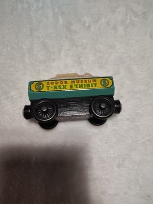 Thomas the Train 2002 Fossil Car Wooden Railway Sodor Museum T-Rex Exhibit - Thumbnail 2