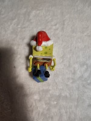VTG 2003 SpongeBob Christmas Ornament 3 Inches With Blue Present - Thumbnail 2