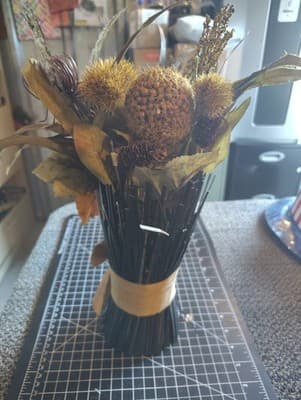 Dried Flower Arrangement in Brown Vase with Natural Botanicals - Thumbnail 3