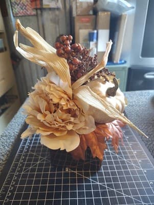 october november fall basket with artificial flowers In Beautiful Planter Box - Thumbnail 2