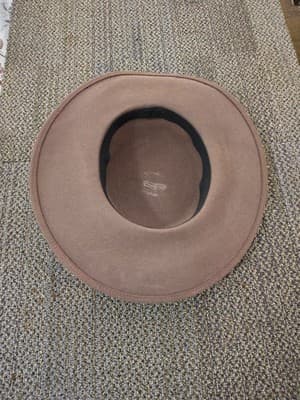 Vintage 1970's-does-30's brown felted wool brimmed hat With Ribbon - Thumbnail 3