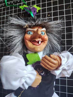 PHalloween Vintage Folk Art European Witch Decor (Missing Broom) - Thumbnail 3