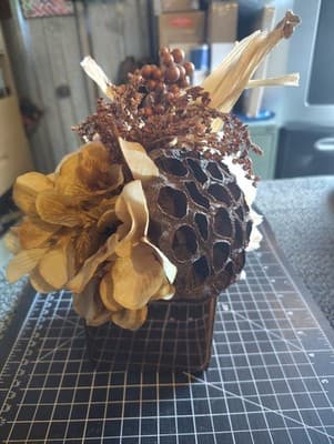 october november fall basket with artificial flowers In Beautiful Planter Box - Thumbnail 4