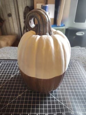 Michael's Two-tone Craft Pumpkin White On Top Coppery Gold On Bottom.