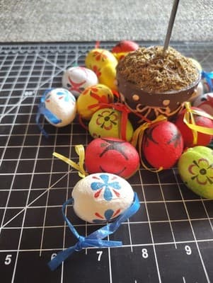 Metal Easter Egg Tree Decoupage Decorative Eggs Table Top Flower Spring Rabbits - Thumbnail 3