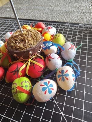 Metal Easter Egg Tree Decoupage Decorative Eggs Table Top Flower Spring Rabbits - Thumbnail 4