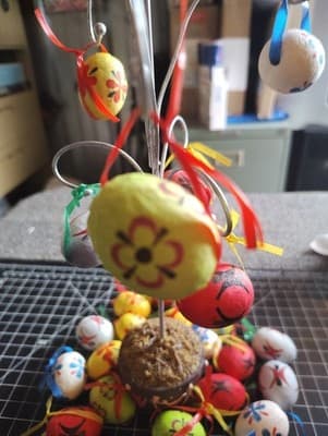 Metal Easter Egg Tree Decoupage Decorative Eggs Table Top Flower Spring Rabbits - Thumbnail 6