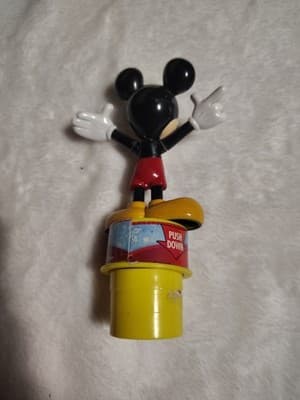 2000 Disney Mickey Mouse Push down toy Puppet plastic 5.25” flix - Thumbnail 2