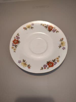 Dynasty Fine China Dalian Orange Rust Yellow Flower Saucer Cup Plate