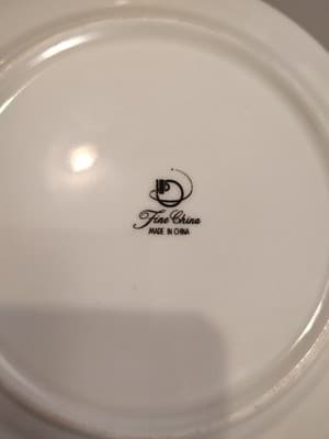 7.5" Salad PlateHP Pink, Dusted Blue On Lace Porcelain China With Silver - Thumbnail 3