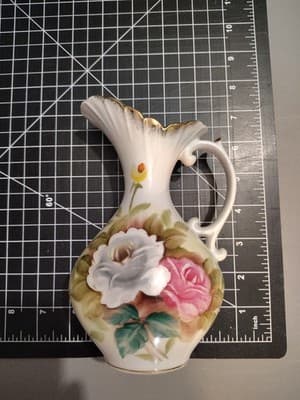 Lenwile China ARDALT JAPAN Hand Painted Floral Pitcher Vase Gilded Accents 7" - Thumbnail 2