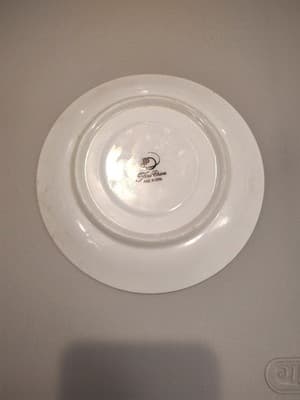 6.85" Saucer HP Pink, Dusted Blue On Lace Porcelain China With Silver - Thumbnail 2