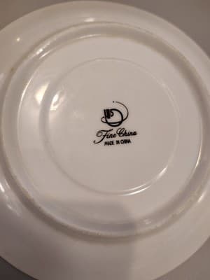 6.85" Saucer HP Pink, Dusted Blue On Lace Porcelain China With Silver - Thumbnail 3