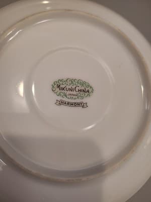 8 Vintage Harmony Mikuni China, White W/ Pink Roses Saucer, Japan - Thumbnail 3