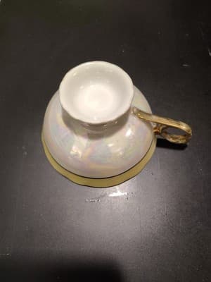Vintage Iridescent Gold And Peach Colored Accent Tea Cup Japan Fruit - Thumbnail 3