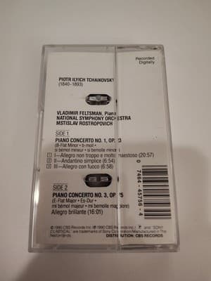 Tchaikovsky - Piano Conc 1 & 3 Feltsman Rostropovich cassette tape. New - Thumbnail 2