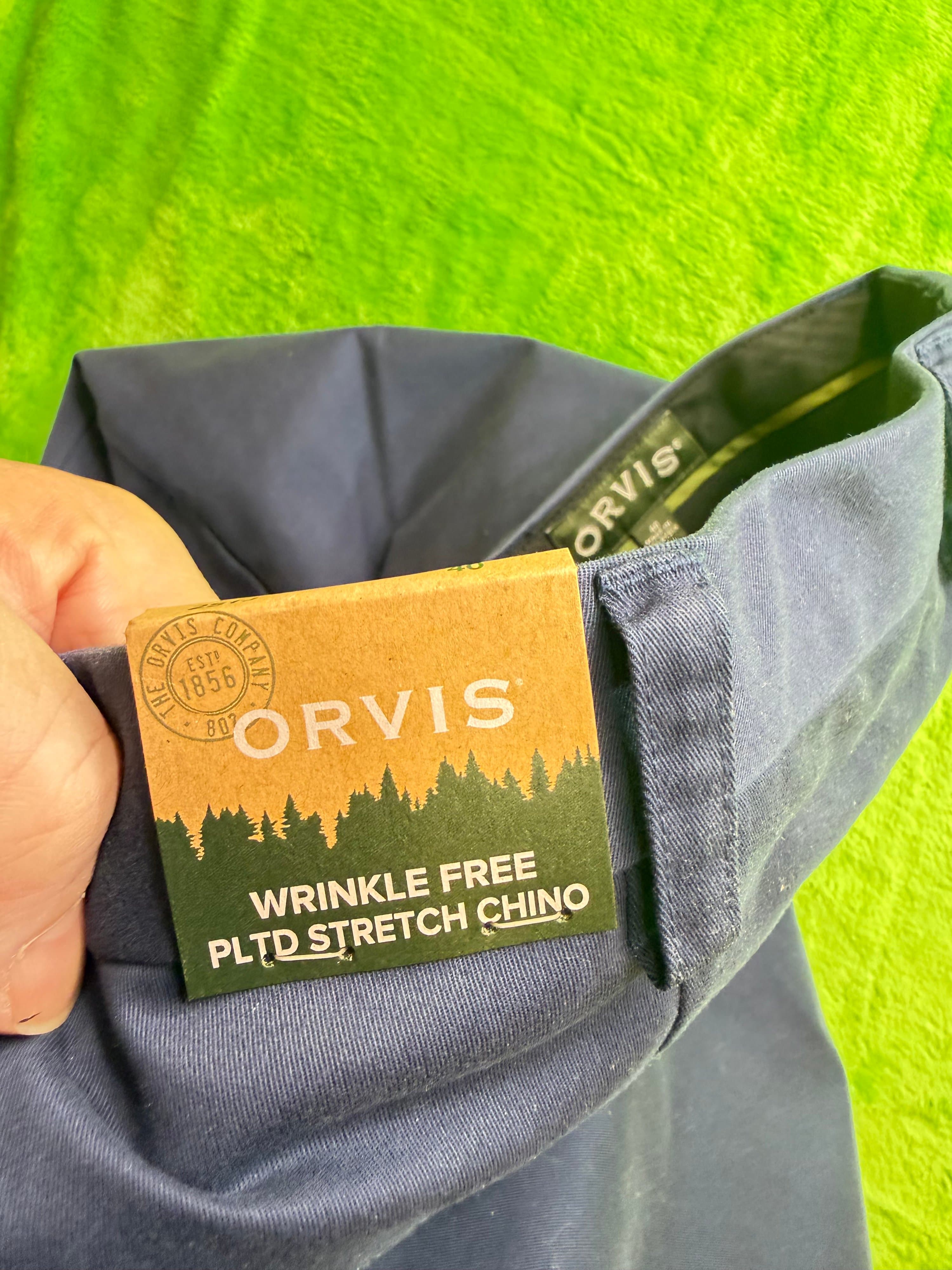 Orvis NWT Mens Pleated Stretch Chino Pants Sz 40x33 Gray - Thumbnail 4