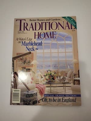 TRADITIONAL HOME MAGAZINE March 1992 At Water's Edge on Marblehead Neck