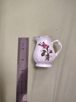 Vintage Moss Rose Pattern Porcelain Small Pitcher - Thumbnail 4