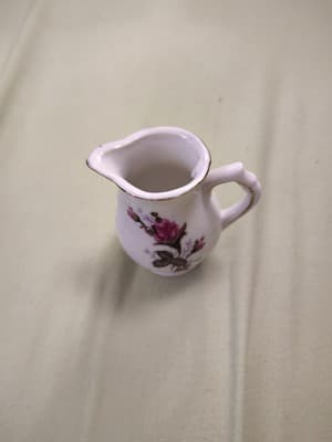 Vintage Moss Rose Pattern Porcelain Small Pitcher - Thumbnail 3