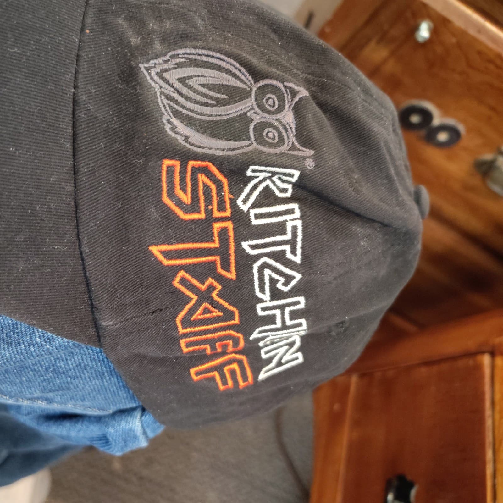 Quake City Caps Men's Slideback Hat Black OSFM Embroidered Owl Kitchen Staff - Thumbnail 2
