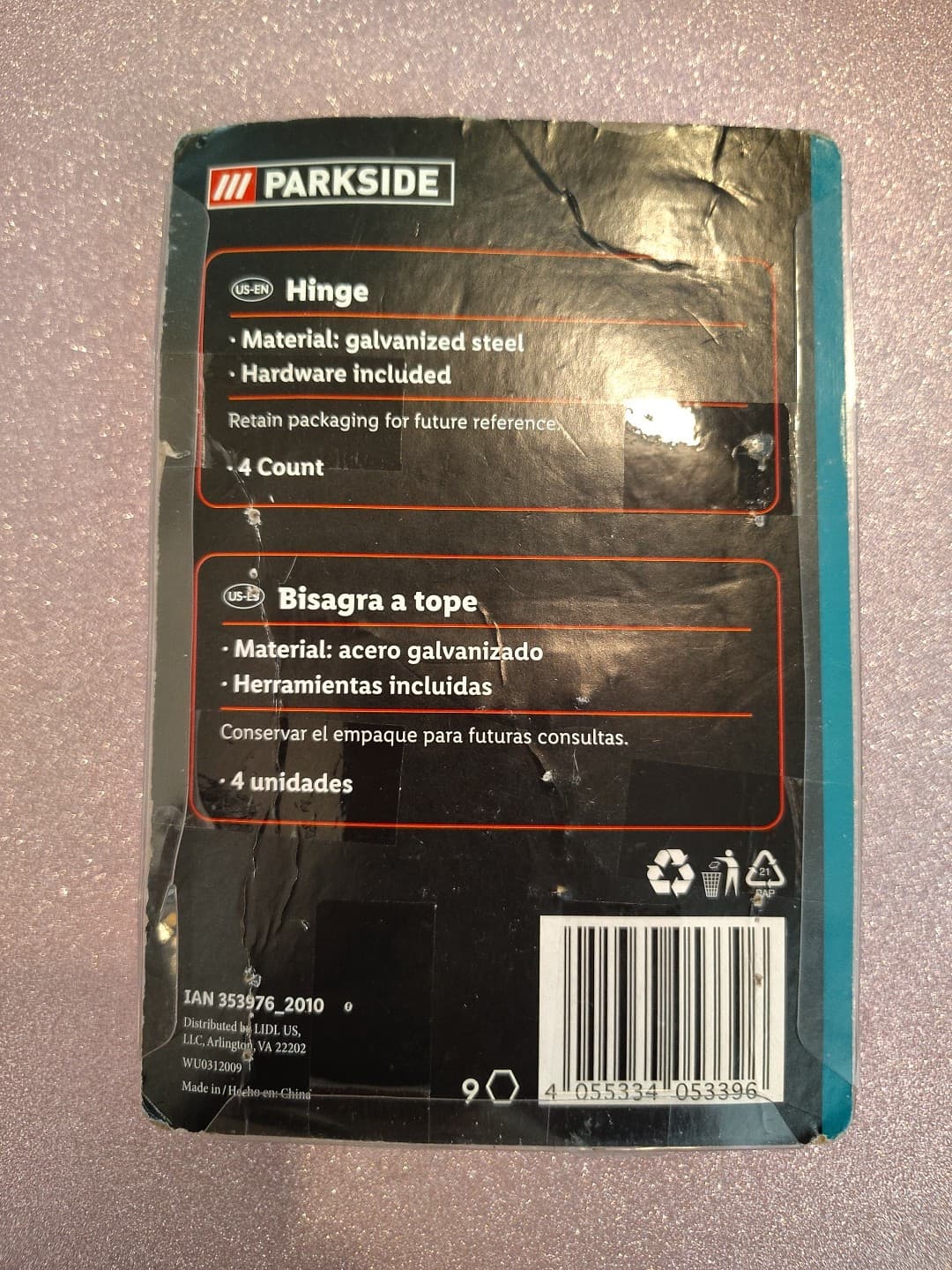 4 Count Parkside Hinge 2.520 In X 2.441 In - Thumbnail 2