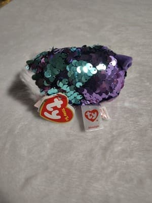 TY TEENY TY'S "MOONLIGHT" Purple Owl 5" Plush FLIPPABLES SEQUINS ~NEW WITH TAGS - Thumbnail 3