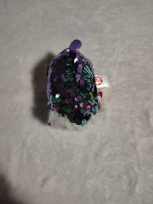 TY TEENY TY'S "MOONLIGHT" Purple Owl 5" Plush FLIPPABLES SEQUINS ~NEW WITH TAGS - Thumbnail 2