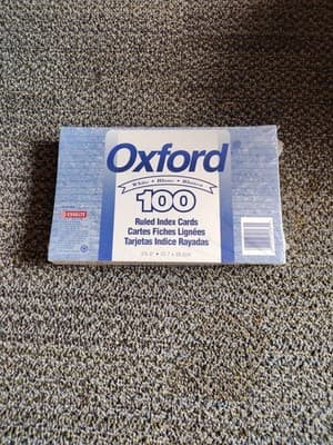 🔥Oxford 100 White Ruled Index Cards 5" X 8" Item No: 40165 New Sealed VTG 1996