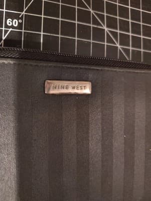 Nine West Black Striped Leather Vintage Clutch Wallet Tri Fold 9 West - Thumbnail 2