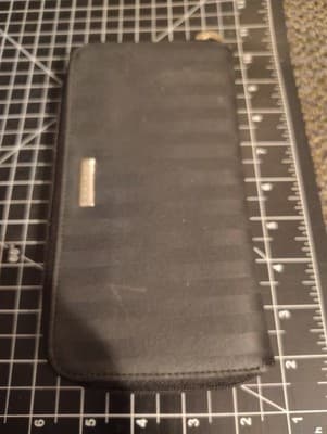 Nine West Black Striped Leather Vintage Clutch Wallet Tri Fold 9 West