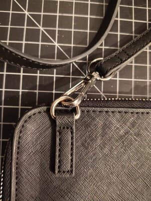 Nine West Black Saffiano Faux Leather Crossbody Phone Bag Silver Hardware - Thumbnail 5