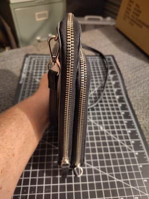Nine West Black Saffiano Faux Leather Crossbody Phone Bag Silver Hardware - Thumbnail 6
