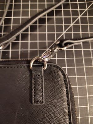 Nine West Black Saffiano Faux Leather Crossbody Phone Bag Silver Hardware - Thumbnail 4