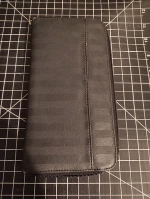 Nine West Black Striped Leather Vintage Clutch Wallet Tri Fold 9 West - Thumbnail 4