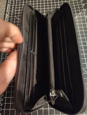 Nine West Black Striped Leather Vintage Clutch Wallet Tri Fold 9 West - Thumbnail 5