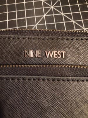 Nine West Black Saffiano Faux Leather Crossbody Phone Bag Silver Hardware - Thumbnail 8
