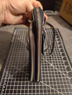 Nine West Black Saffiano Faux Leather Crossbody Phone Bag Silver Hardware - Thumbnail 7